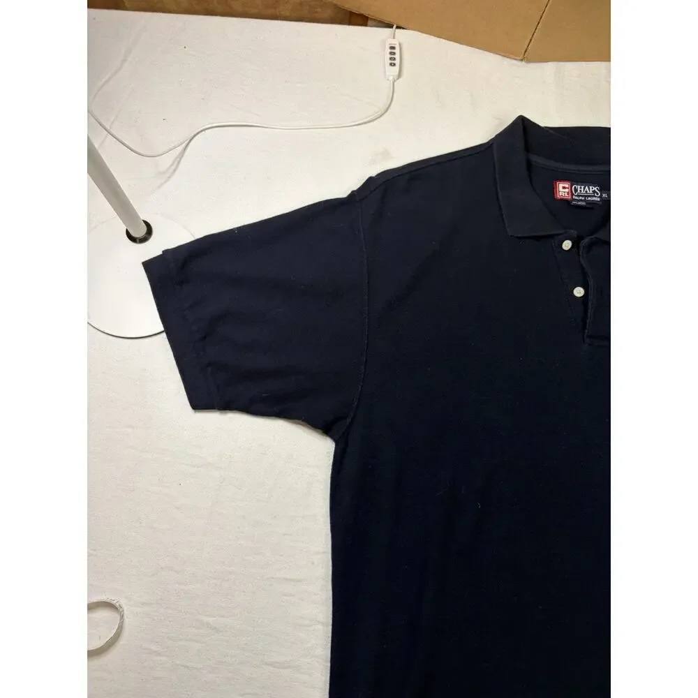 VTG Chaps Ralph Lauren Polo Shirt Men’s XL Navy Crest Logo 100% Cotton Classic